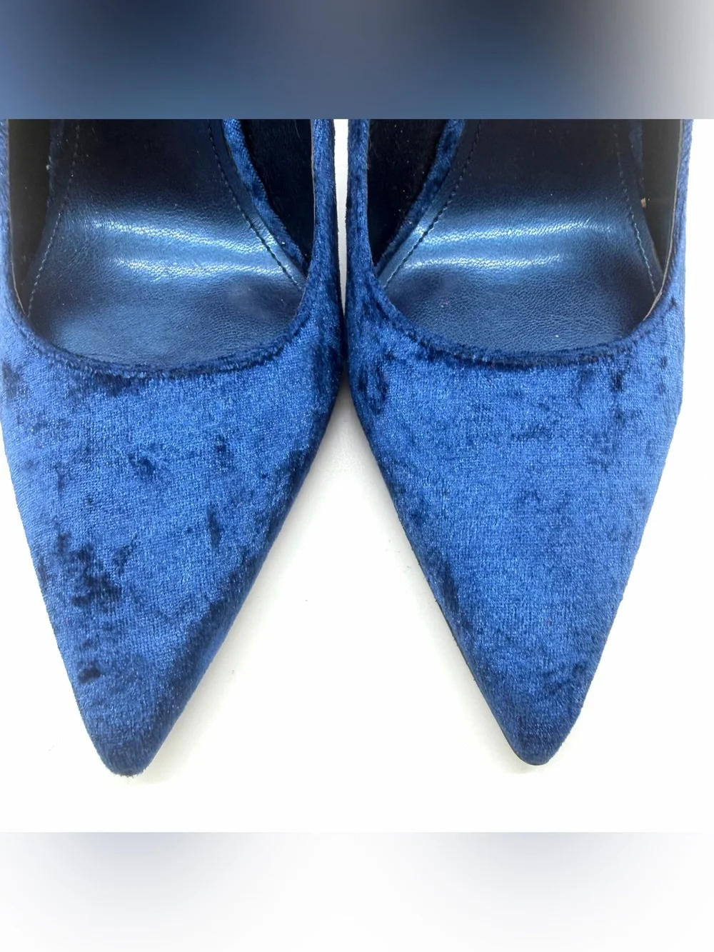 Nine West 7M Blue Velvet Stiletto Pointed Toe Pumps for Women Slip On Solid